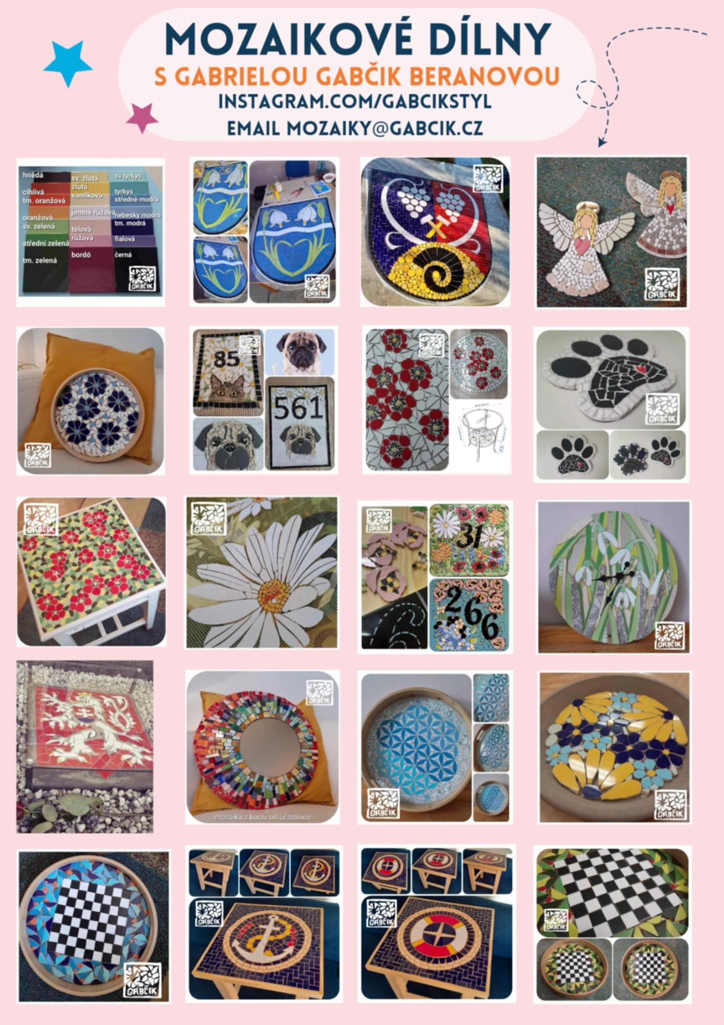 10. HOSTUJÍCÍ KURZ - KACHLIČKOVÁ MOZAIKA s Gabrielou Gabčik (20+21/9) - Obrázek 15